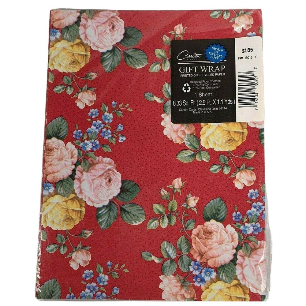 Vintage Carlton Floral All Occasion Gift Wrap Sheet 2.5 Ft x 1.1 Yards